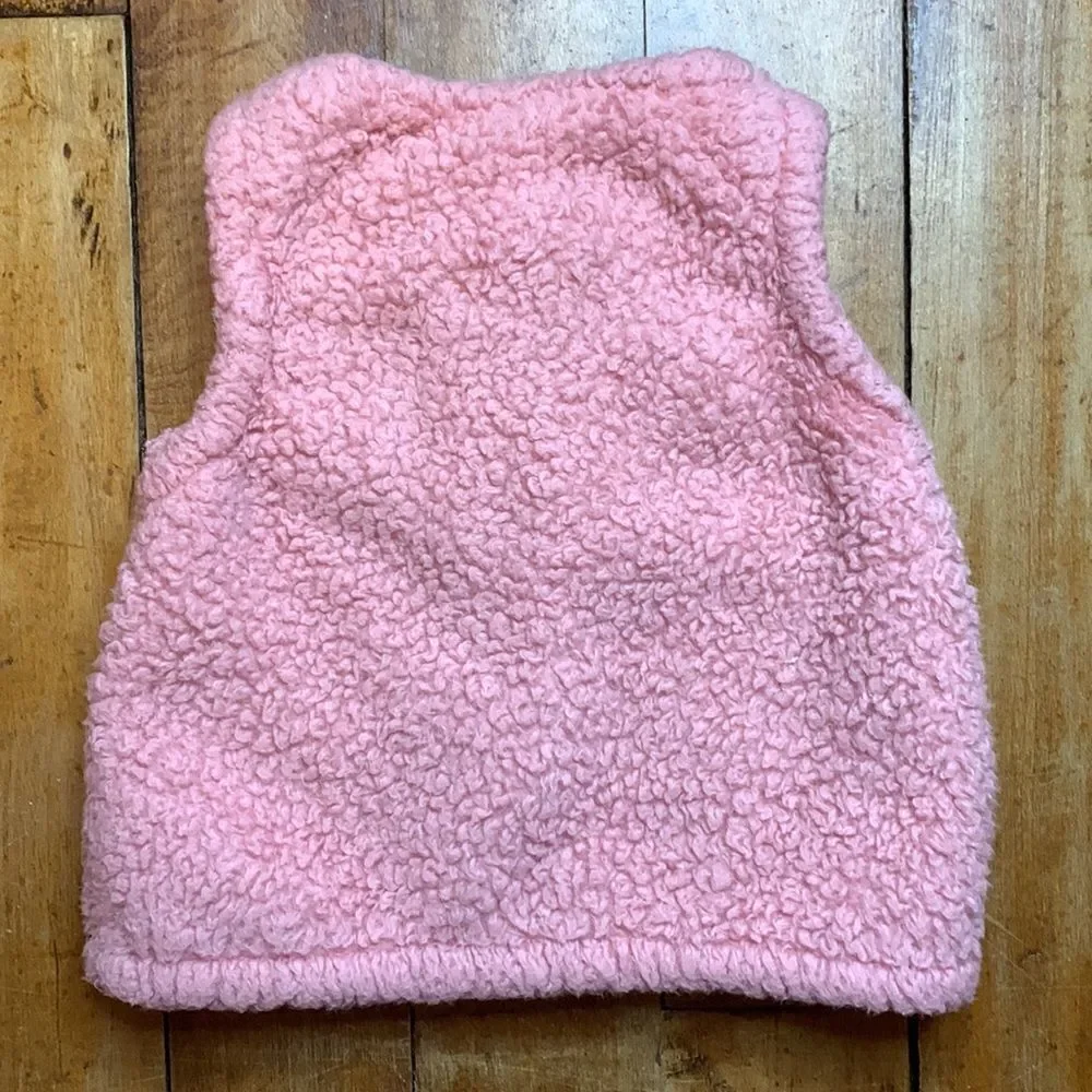 Carters Sherpa vest 18 months pink bow spring winter Easter